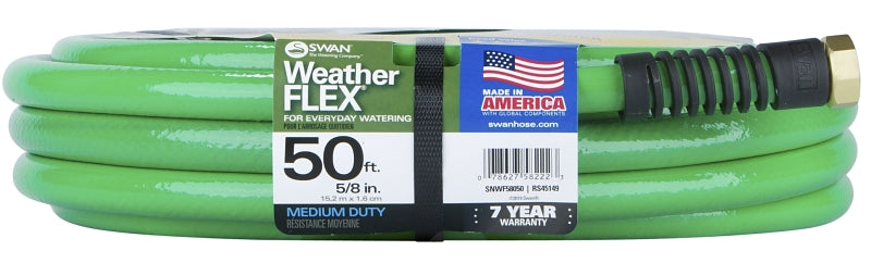 Swan SNWF58050 Garden Hose, 50 ft L, GHT, PVC, Green