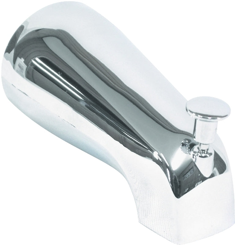 US Hardware P-526C Bathtub Spout with Diverter, 12.63 in L, 8-3/4 in W, 11-3/4 in H, 1/2 in Connection