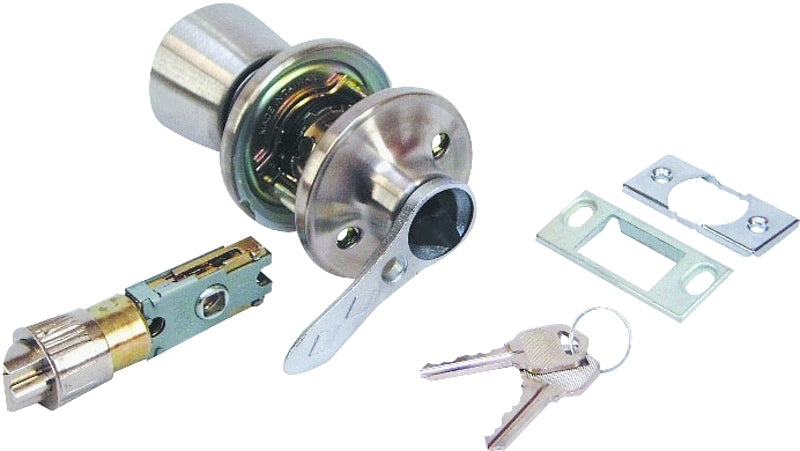 US Hardware RV-112B Series Entrance Lockset, Stainless Steel, Brushed Stainless Steel