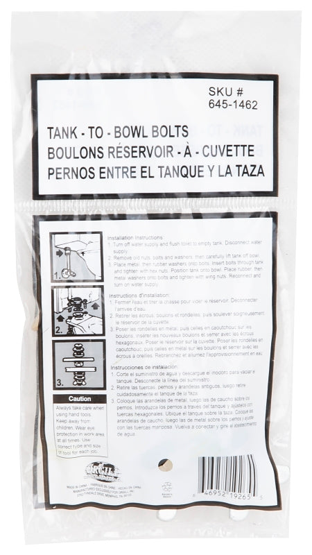 ProSource 192265 Tank-to-Bowl Connector Kit, Brass, Brass, For: Connecting Toilet Tank to Toilet Bowl