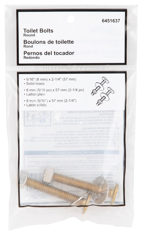 ProSource 8045 Bolt Set, Brass, Brass, For: Use to Attach Toilet to Flange