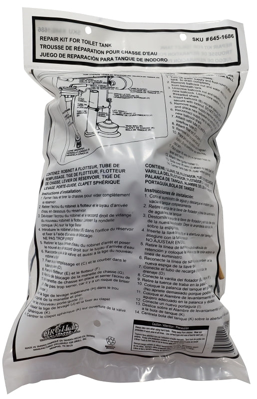 ProSource 24449 Toilet Tank Repair Kit, 1 Set-Piece, Black/Brass/Silver/White