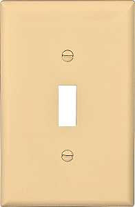 Eaton Wiring Devices PJ1V Wallplate, Mid-Size, 4-7/8 in L, 3-1/8 in W, 1-Gang, Polycarbonate, Ivory, Pack of 25