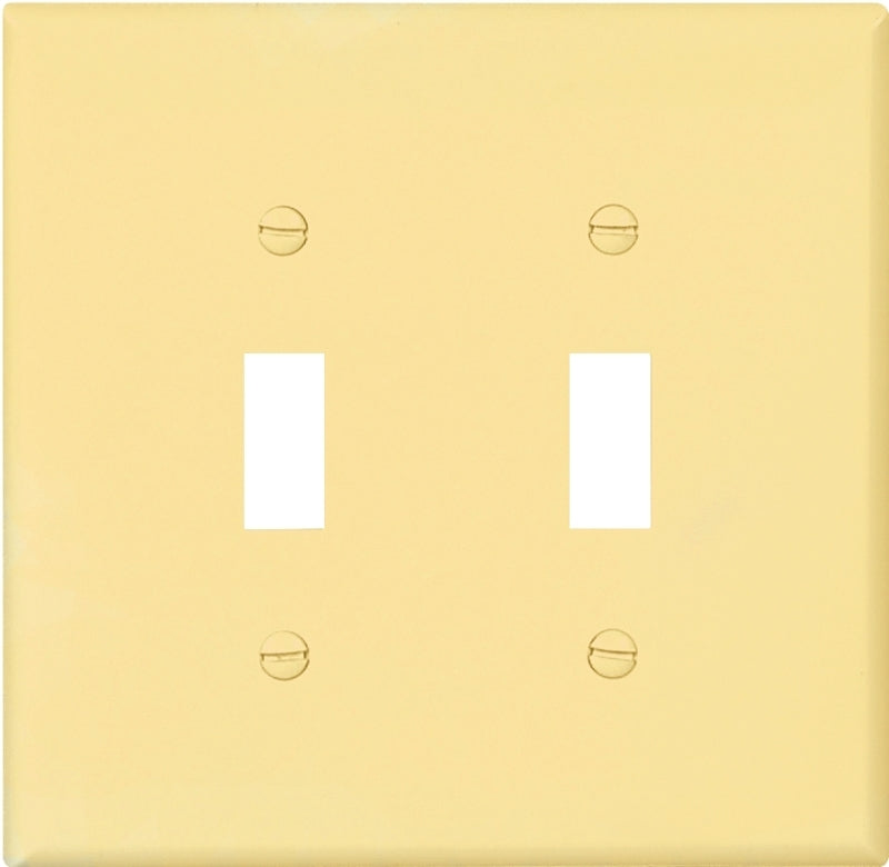 Eaton Wiring Devices PJ2V Wallplate, Mid-Size, 4-7/8 in L, 4.94 in W, 2-Gang, Polycarbonate, Ivory