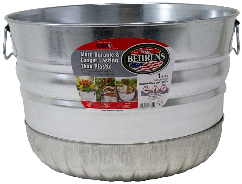 Behrens 32S Utility Basket, 1 bu Capacity, Galvanized Steel