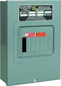 Square D QO QO612L100SCP Load Center, 100 A, 6-Space, 12-Circuit, Main Lug, NEMA 1 Enclosure, Gray, Plug