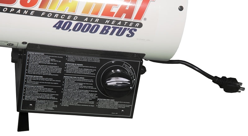 Dura Heat GFA40 Forced Air Heater, 20 lb Fuel Tank, Liquid Propane, 40000 Btu, 1000 sq-ft Heating Area, White
