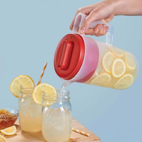 Rubbermaid 2 qt Clear/Red Pitcher Plastic, Pack of 2