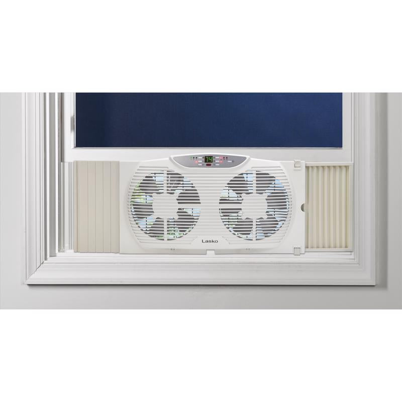 Lasko 12.9 in. H X 9 in. D 3 speed Electronically Reversible Twin Window Fan Remote Control