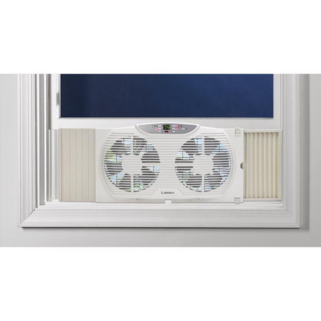 Lasko 12.9 in. H X 9 in. D 3 speed Electronically Reversible Twin Window Fan Remote Control