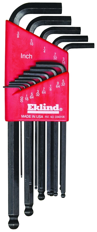 Eklind 13213 Hex Key Set, Includes: 0.05 to 3/8 in Keys, 13-Piece, Steel, Black