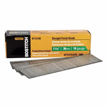 Bostitch BT1314B Series Nail, Glue Collation, 1-3/16 in L, 18 Gauge, Steel, Coated, Brad Head, Smooth Shank, 3000/PK