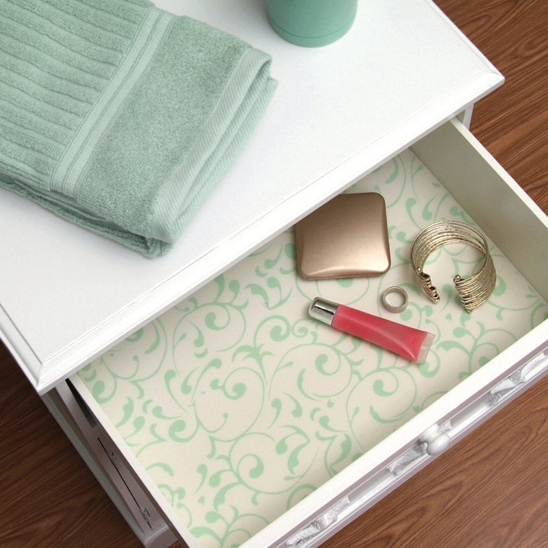 Con-Tact Luxury Fabric Liner 4 ft. L X 18 in. W Virtu Mist Non-Adhesive Shelf Liner, Pack of 6