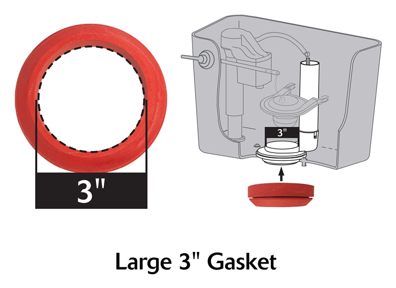 Korky 481BP Tank-to-Bowl Gasket, 3 in ID x 4-1/4 in OD Dia, Sponge Rubber, Red, For: 3 in 2-Piece Toilet Tanks
