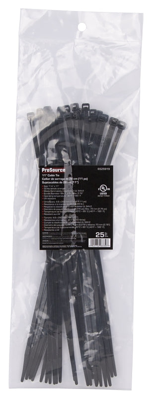 ProSource CV280W-253L Cable Tie, 70 mm Max Bundle Dia, Self-Lock Locking, Nylon, Black