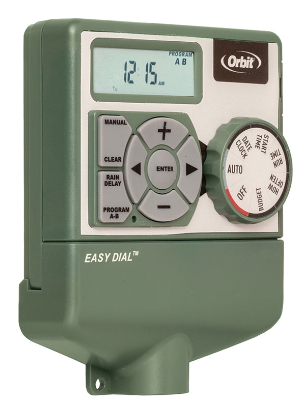 Orbit 57594 Indoor Easy Dial Timer, 120 V, 4 -Zone, 99 min Cycle, LCD Display, Green