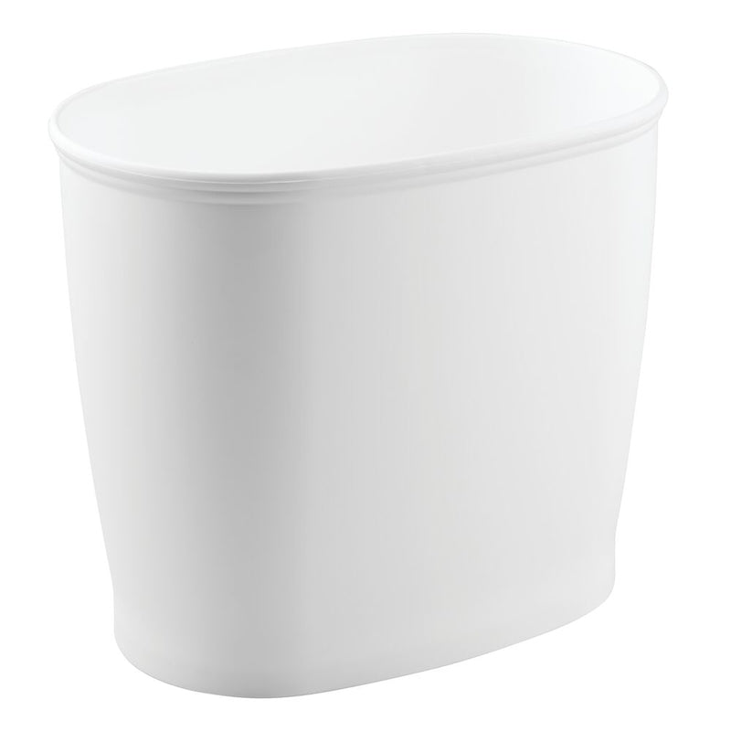 iDesign Kent 2 gal White Plastic Oval Wastebasket