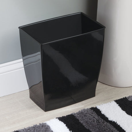 iDesign Mono 2 gal Black Plastic Rectangular Wastebasket