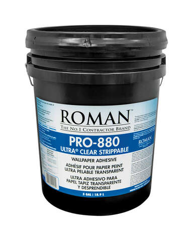 Roman PRO-880 Ultra Clear Strippable High Strength Starch Ultra Clear Wallpaper Adhesive 5 gal