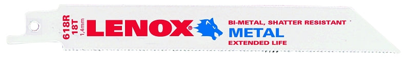 Lenox 20566618R Series Reciprocating Saw Blade, Applicable Materials: Ferrous/Non-Ferrous Metal, 3/4 in W, 6 in L