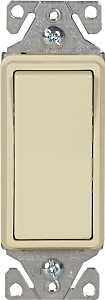 Eaton Wiring Devices 7500 Series 7513V-BOX Rocker Switch, 15 A, 120/277 V, 3-Way, Lead Wire Terminal, Ivory, 1-Phase