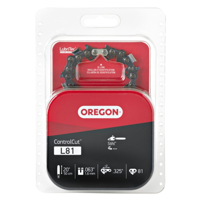 Oregon L81 Chainsaw Chain, 20 in L Bar, 0.63 in, 0.325 in TPI/Pitch, 81-Link