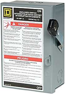 Square D L221N Safety Switch, 2-Pole, 30 A, 240 V, DPST, Lug Terminal