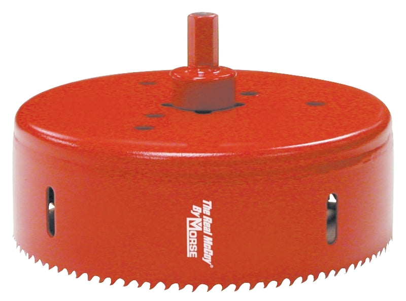 Morse Real McCoy TA80 Hole Saw with Arbor, 5 in Dia, 1-15/16 in D Cutting, 7/16 in Arbor, 4/6 TPI, HSS Cutting Edge