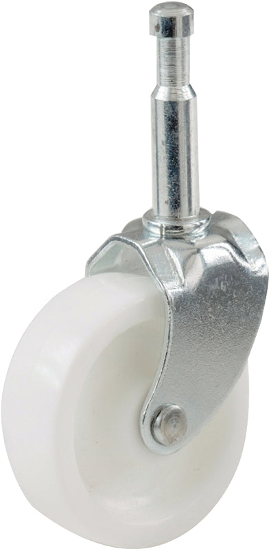 Shepherd Hardware 9040 Swivel Caster, Stem Mounting, 4.56 in W x 2.19 in D x 6.56 in H Dimensions, 2 in Dia Wheel, White, Pack of 6
