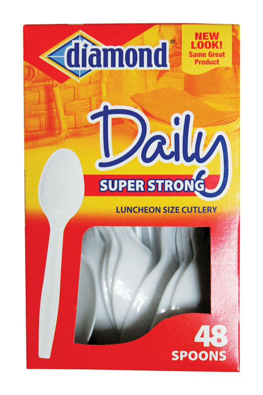 Diamond White Plastic Heavy Duty Spoons 48 pk, Pack of 12