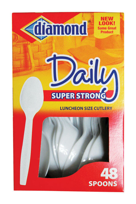 Diamond White Plastic Heavy Duty Spoons 48 pk, Pack of 12