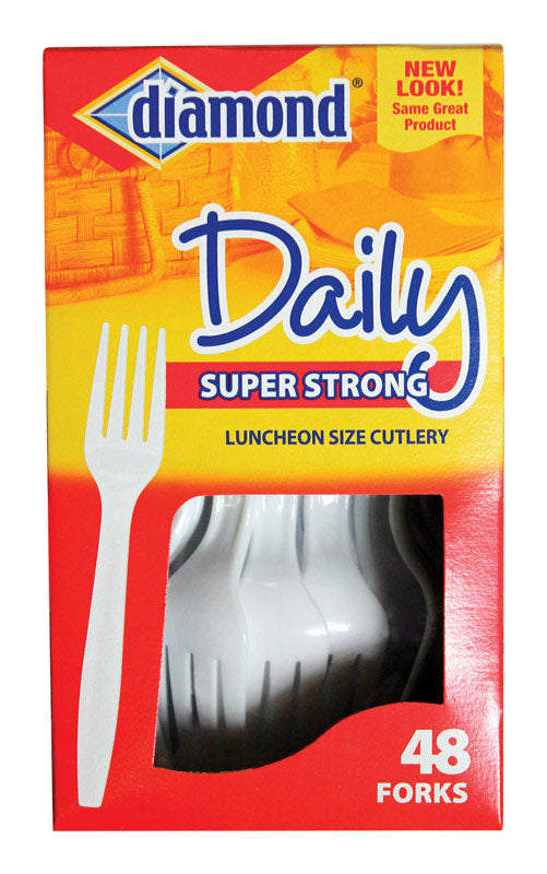 Diamond White Plastic Heavy Duty Forks 48 pk, Pack of 12