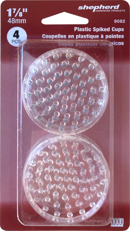 Shepherd Hardware 9082 Caster Cup, Round, 1-7/8 in Dimensions, Plastic, Clear, 4/PK, Pack of 6