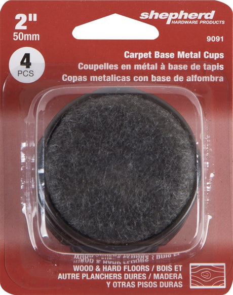 Shepherd Hardware 9091 Caster Cup, Round, 2 in Dimensions, Brown, 4/PK, Pack of 6