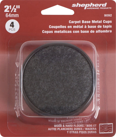 Shepherd Hardware 9092 Caster Cup, Round, 2-1/2 in Dimensions, Brown, 4/PK, Pack of 6