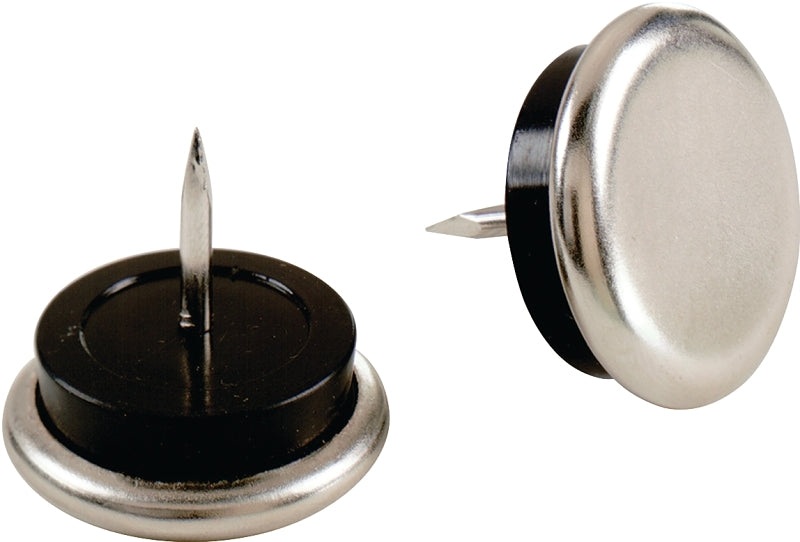 Shepherd Hardware 9099 Furniture Glide, Round, 7/8 in Dia Dimensions, Nickel, Silver, 4/PK, Pack of 6