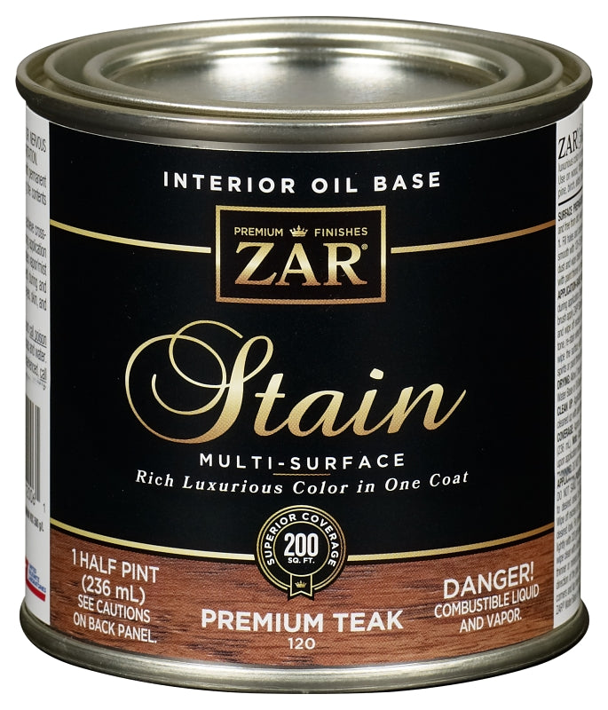 ZAR 12006 Wood Stain, Premium Teak, Liquid, 0.5 pt, Can