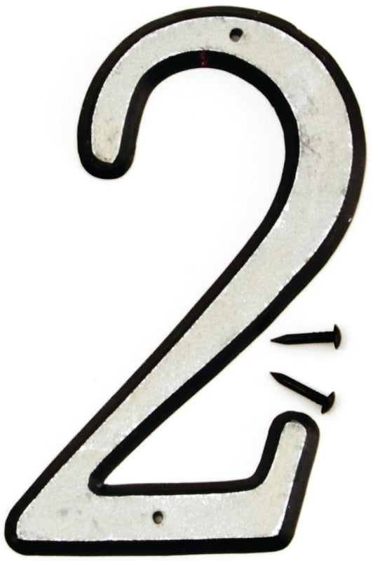Hy-Ko 30600 Series 30602 House Number, Character: 2, 4 in H Character, Black/White Character, Plastic, Pack of 10