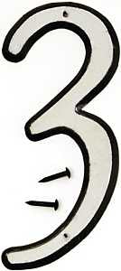 Hy-Ko 30600 Series 30603 House Number, Character: 3, 4 in H Character, Black/White Character, Plastic, Pack of 10