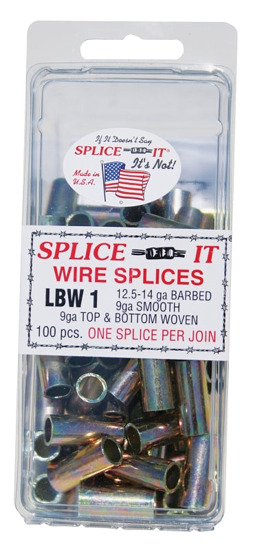 New Farm LBW1 Series Wire Splice, Stainless Steel, For: 12.5 to 14 ga Barbed Wire, 9 ga Top and Bottom Woven Fence