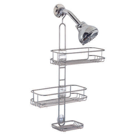 iDesign Linea 22 in. H X 11 in. W X 5 in. L Silver Shower Caddy