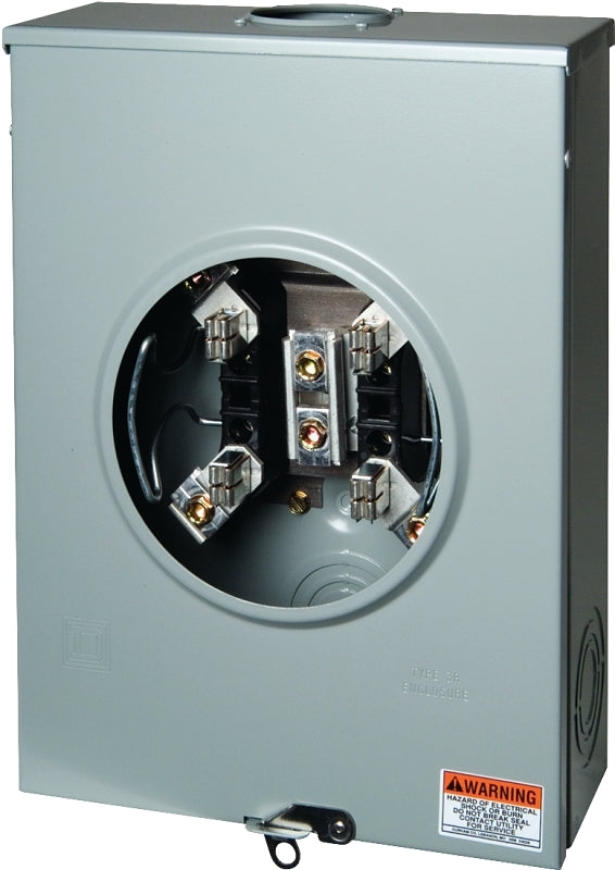 Square D UTRS213B Meter Socket, 1-Phase, 200 A, 600 V, 4-Jaw, Overhead, NEMA 3R Enclosure, Underground Cable Entry