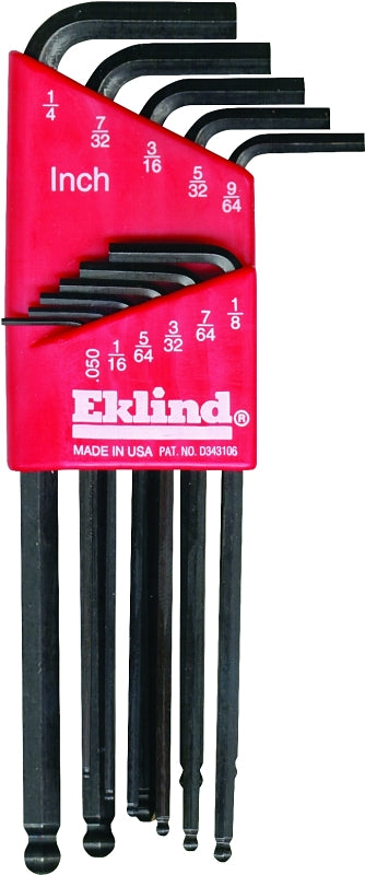 Eklind 13211 Hex Key Set, Includes: 0.05 to 1/4 in Keys, 11-Piece, Steel, Black