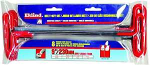 Eklind 53198 Hex T-Key Set, Includes: 3/32 to 1/4 in Hex T-Keys, 8-Piece, Black