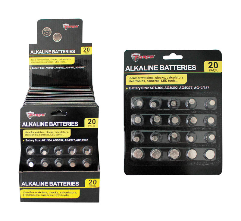 Diamond Visions MAX Force Alkaline Assorted 3 V Button Cell Battery 20 pk, Pack of 24