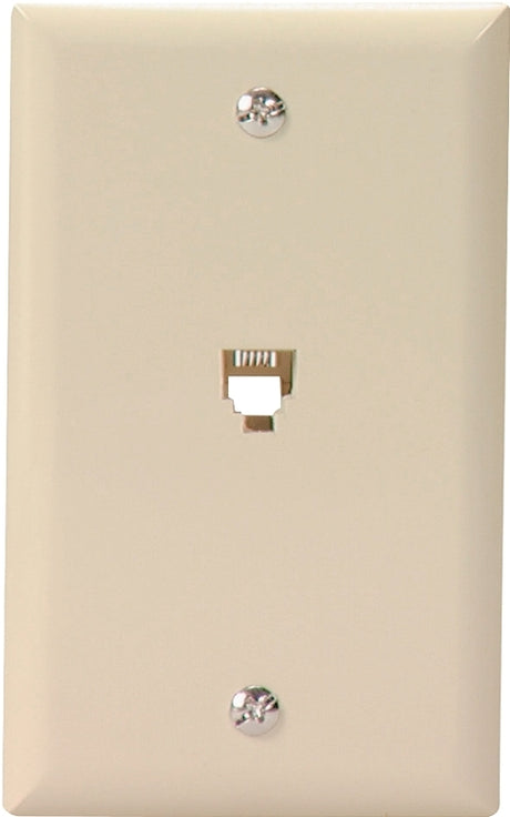 Eaton Wiring Devices 3532-4V Telephone Jack with Wallplate, Thermoplastic Housing Material, Ivory