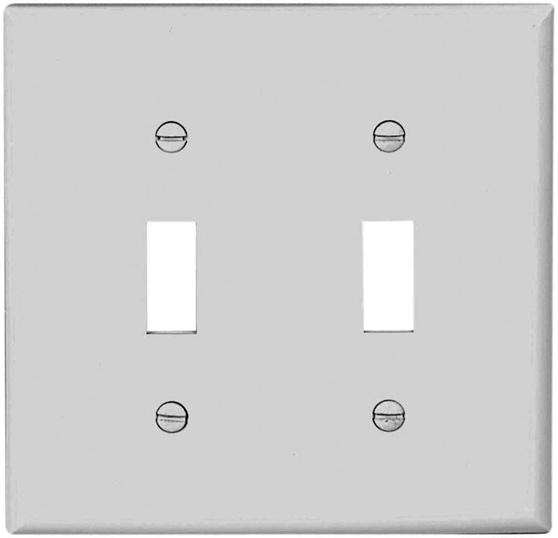 Eaton Wiring Devices 5139W-BOX Wallplate, 4-1/2 in L, 4.56 in W, 2 -Gang, Nylon, White, High-Gloss, Pack of 10