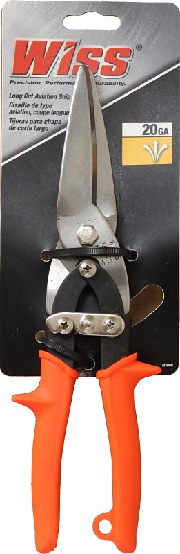 Crescent Wiss M300N Utility Snip, 10-1/2 in OAL, Straight Cut, Steel Blade, Non-Slip Grip Handle, Orange Handle