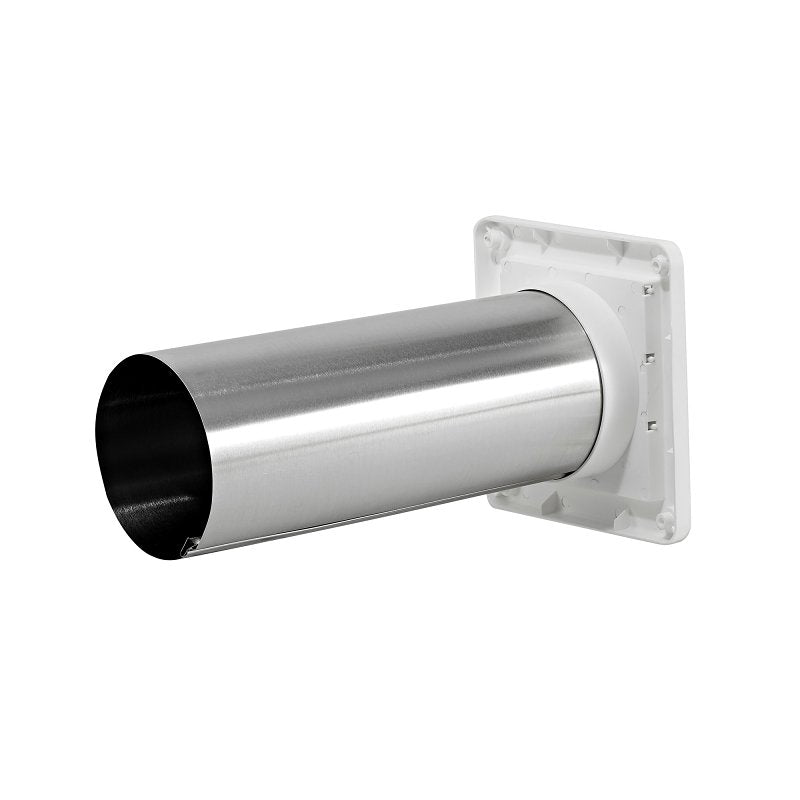 Lambro 267WS Louvered Vent, 5.44 in Dia, 10.63 in L, Plastic, White, Wall Installation