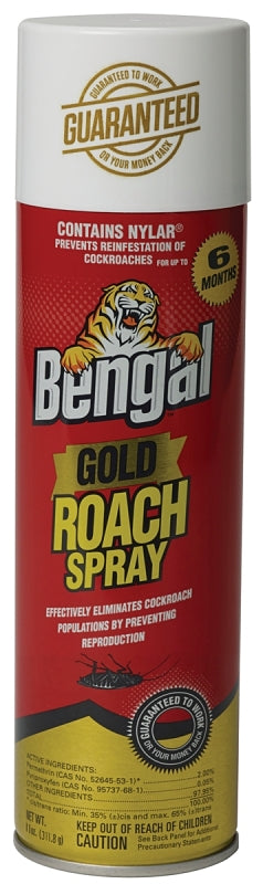 Bengal Gold 92464 Roach Spray, Liquid, Spray Application, Indoor, Outdoor, 11 oz Aerosol Can